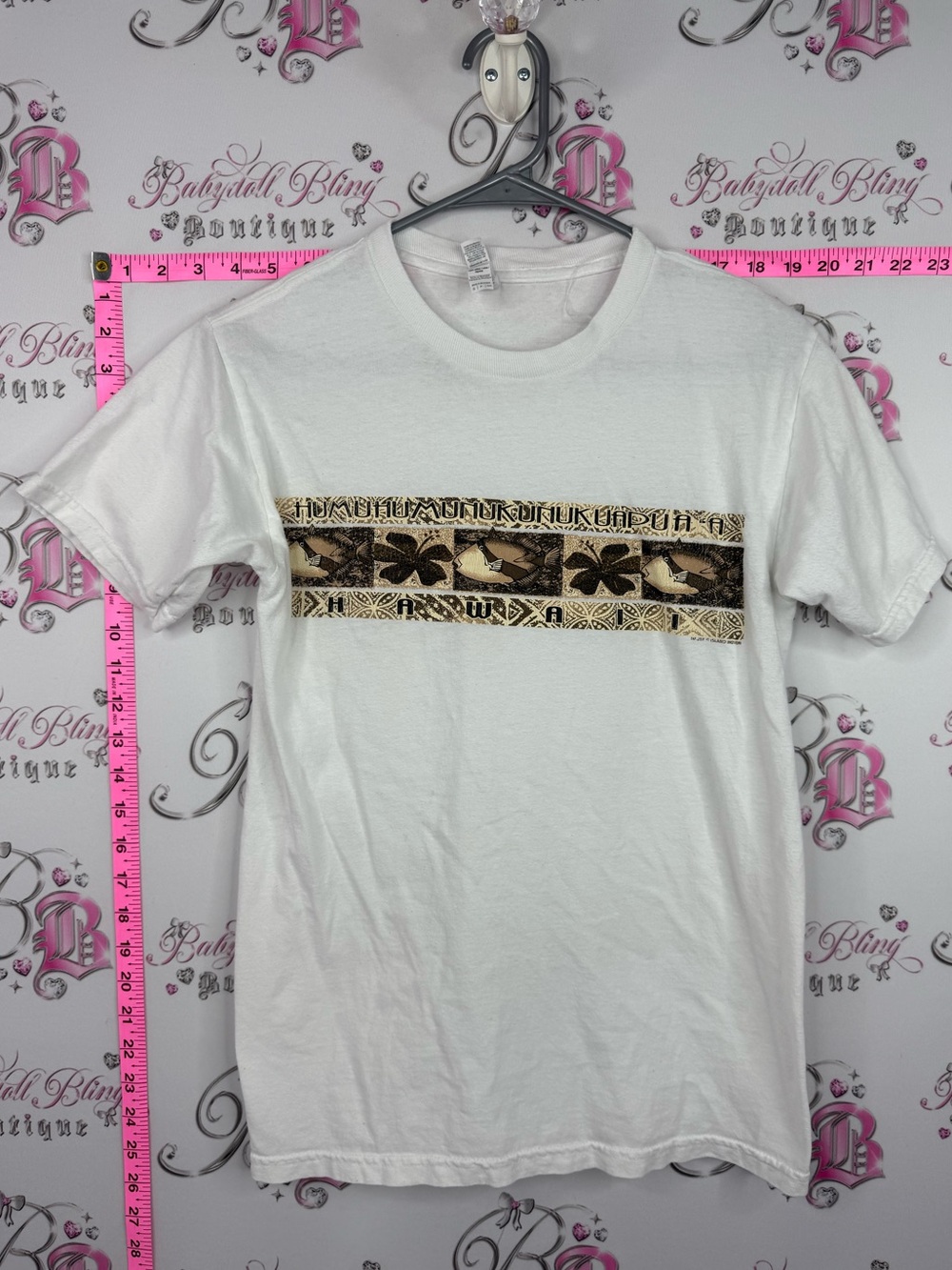 American Apparel tshirt White Short Sleeve Tee with Tan & Brown Tropical Stripe